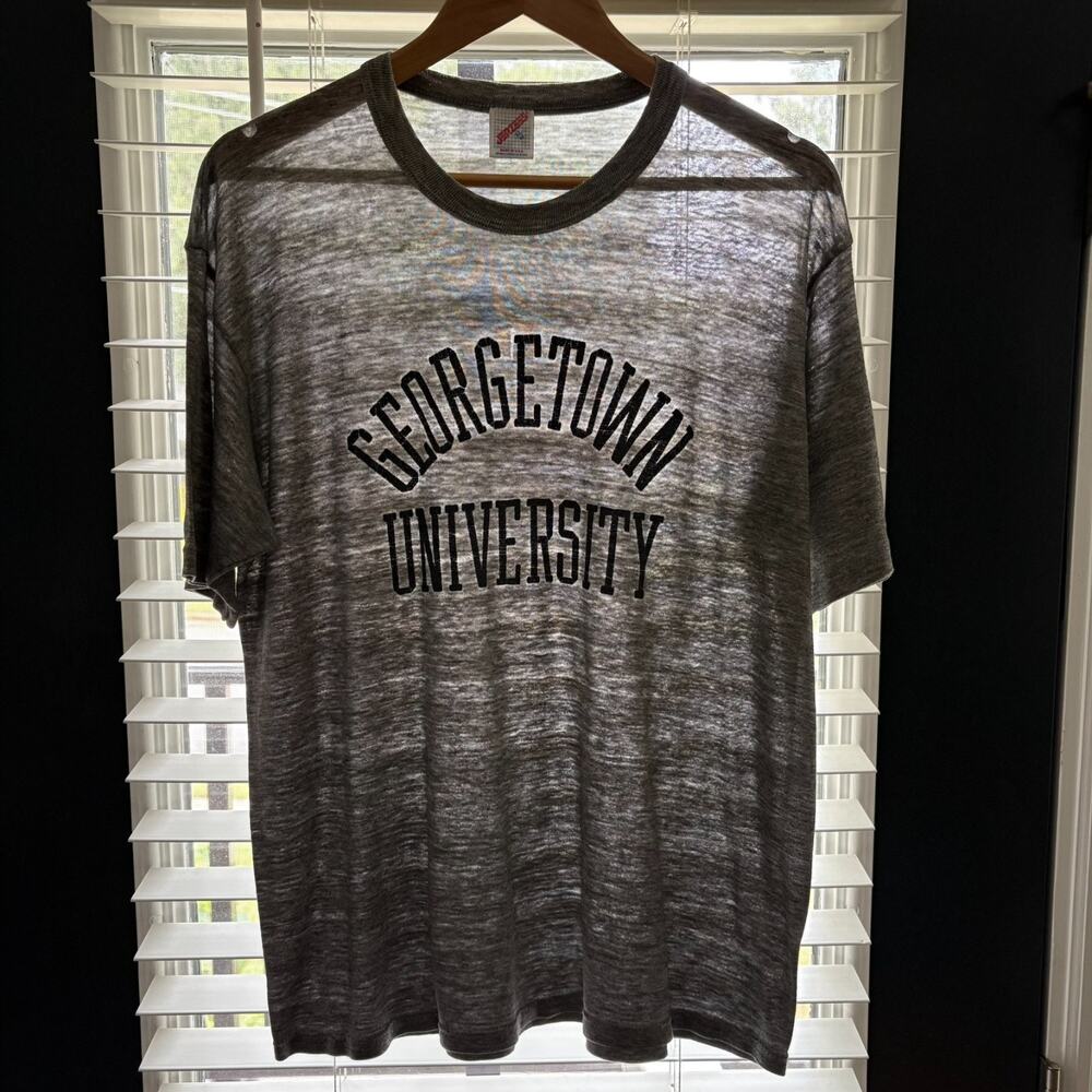 Vintage Paper Thin Distressed Burnout T Shirt Men's Size L Tri Blend Georgetown